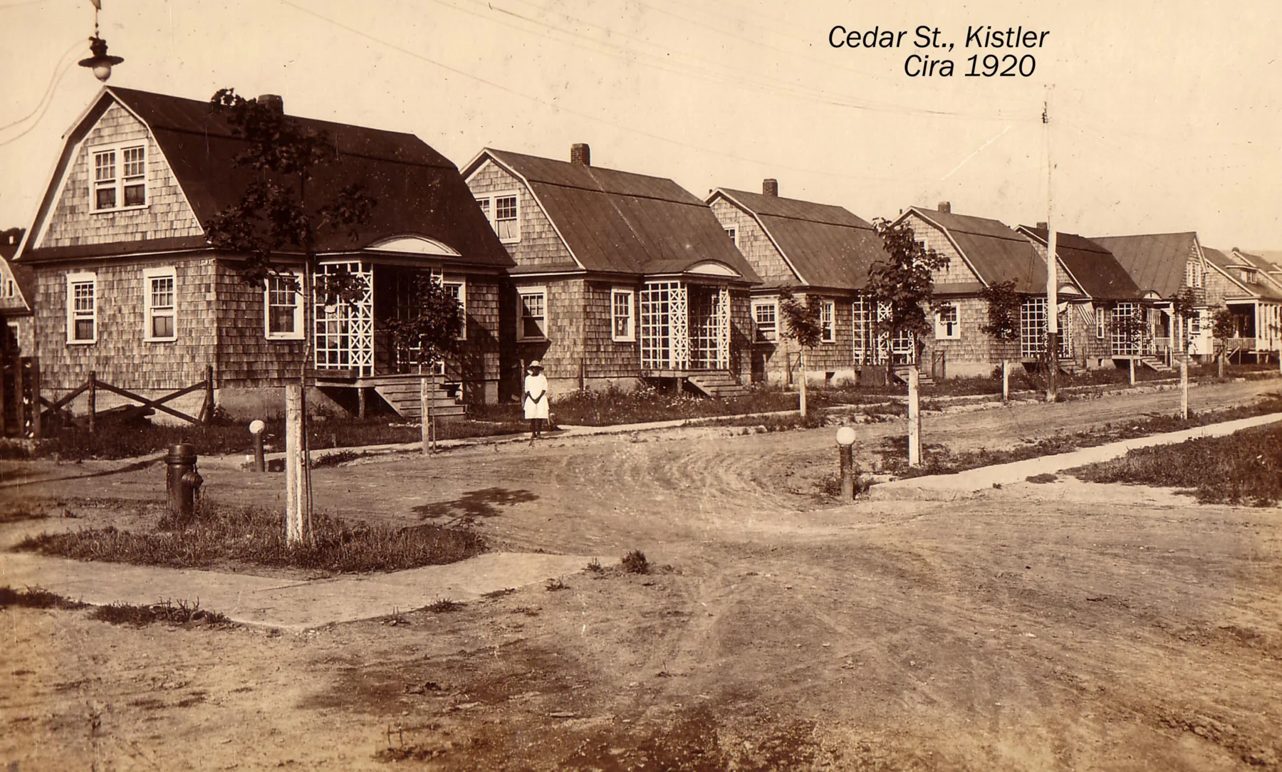 Cedar Street, Kistler, captioned circa 1920.