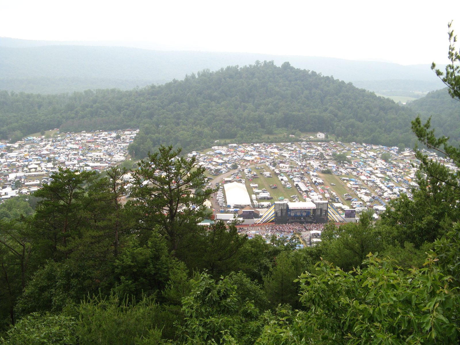 Creation Festival grounds from a mountainside lookout, 2007