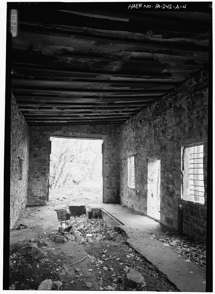 Interior of the Harbison-Walker engine repair house looking east